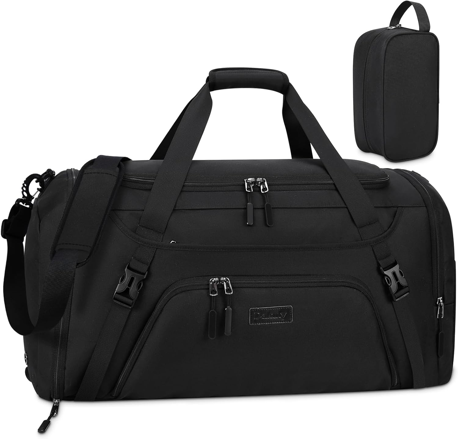 Gym Duffle Bag for Women Men 40L Waterproof Sports Travel Duffel Bags with Shoe Compartment,Wet Pocket Large Weekender Overnight with Toiletry Bag,Black